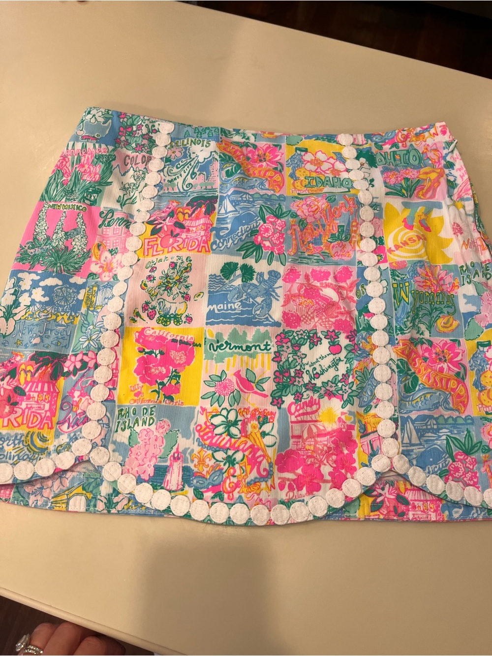 Lilly Pulitzer Pink Blue Yellow Multi-State Patchwork Mini Skirt